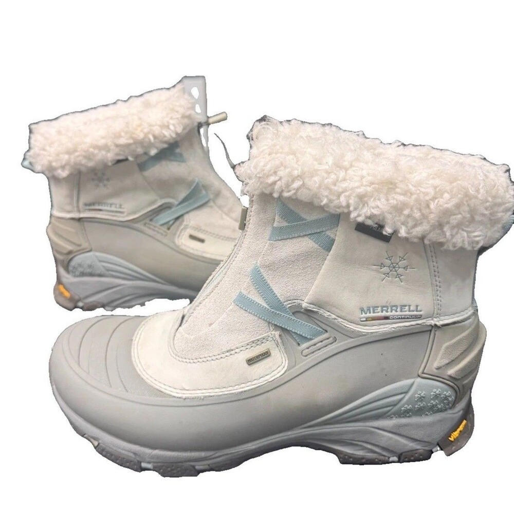 Merrell Winterlude Zip Grey Waterproof Winter Boots Womens 8.5 Vibram